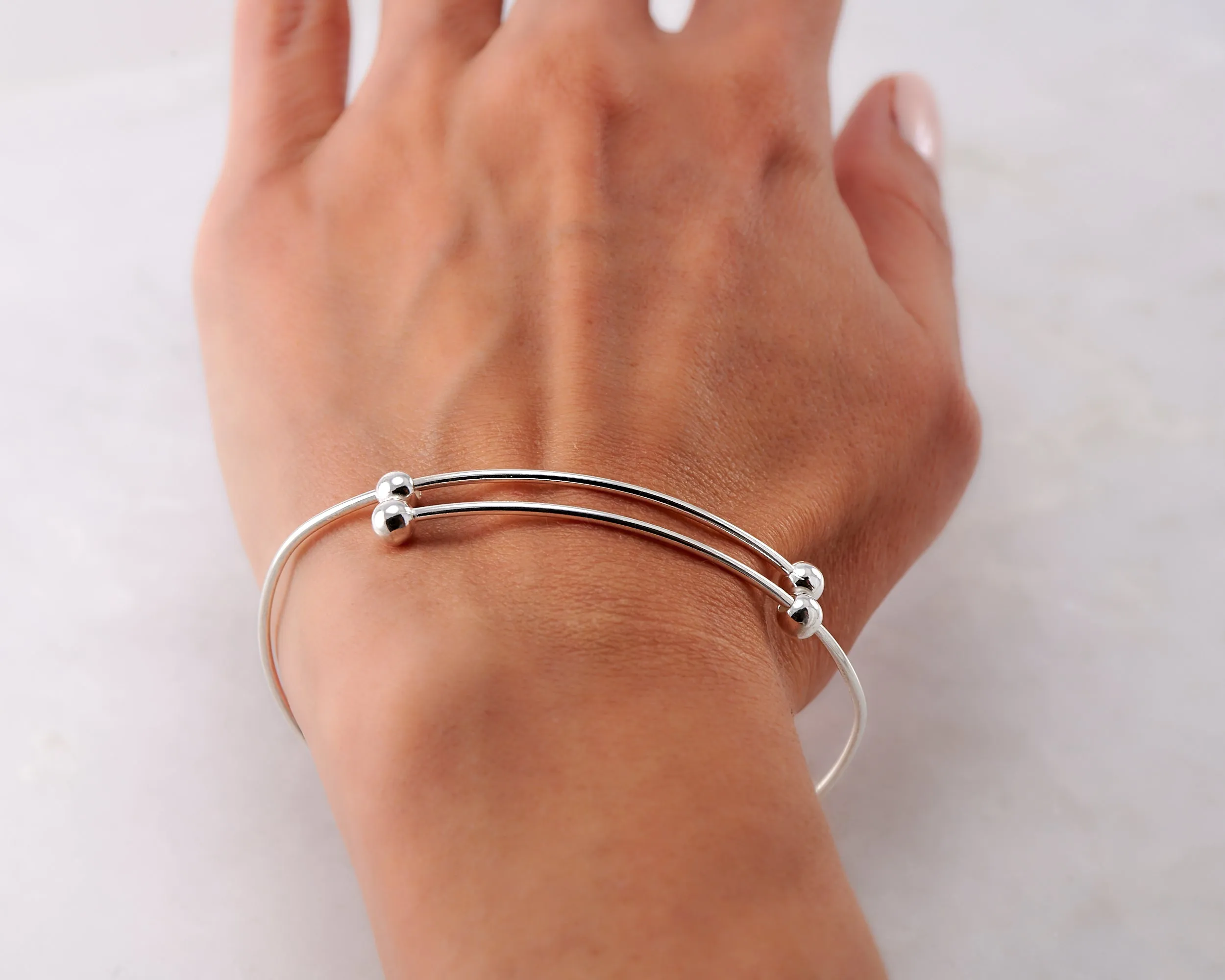 Adjustable Silver Bangle Bracelet