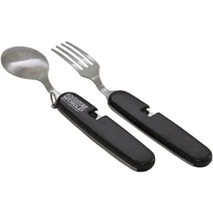 Adventure World Foldable Fork And Spoon Set With Pouch (Black)
