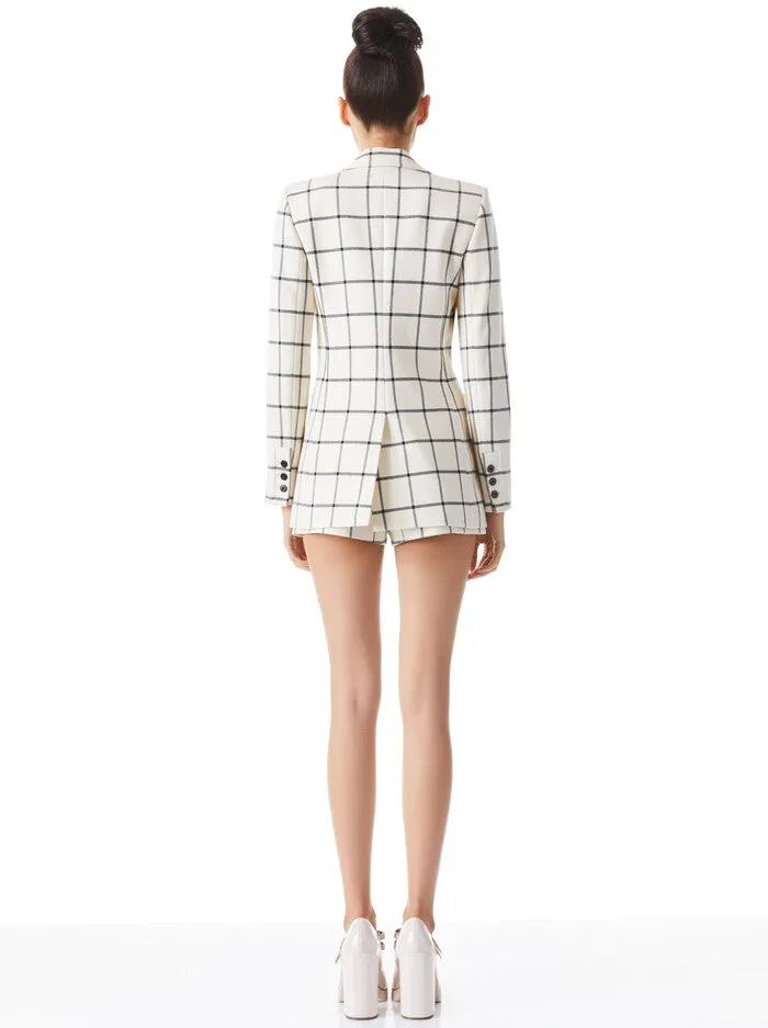 Alice & Olivia - Breann Long Fitted Blazer - Off White/Black