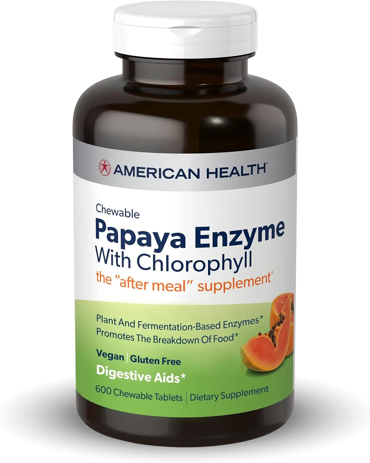 American Health Papaya Enzyme with Chlorophyll Chewable Tablets - 600 Count (200 Total Servings)
