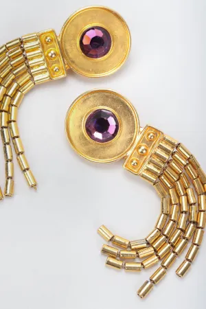 Amethyst Disc Fringe Earrings