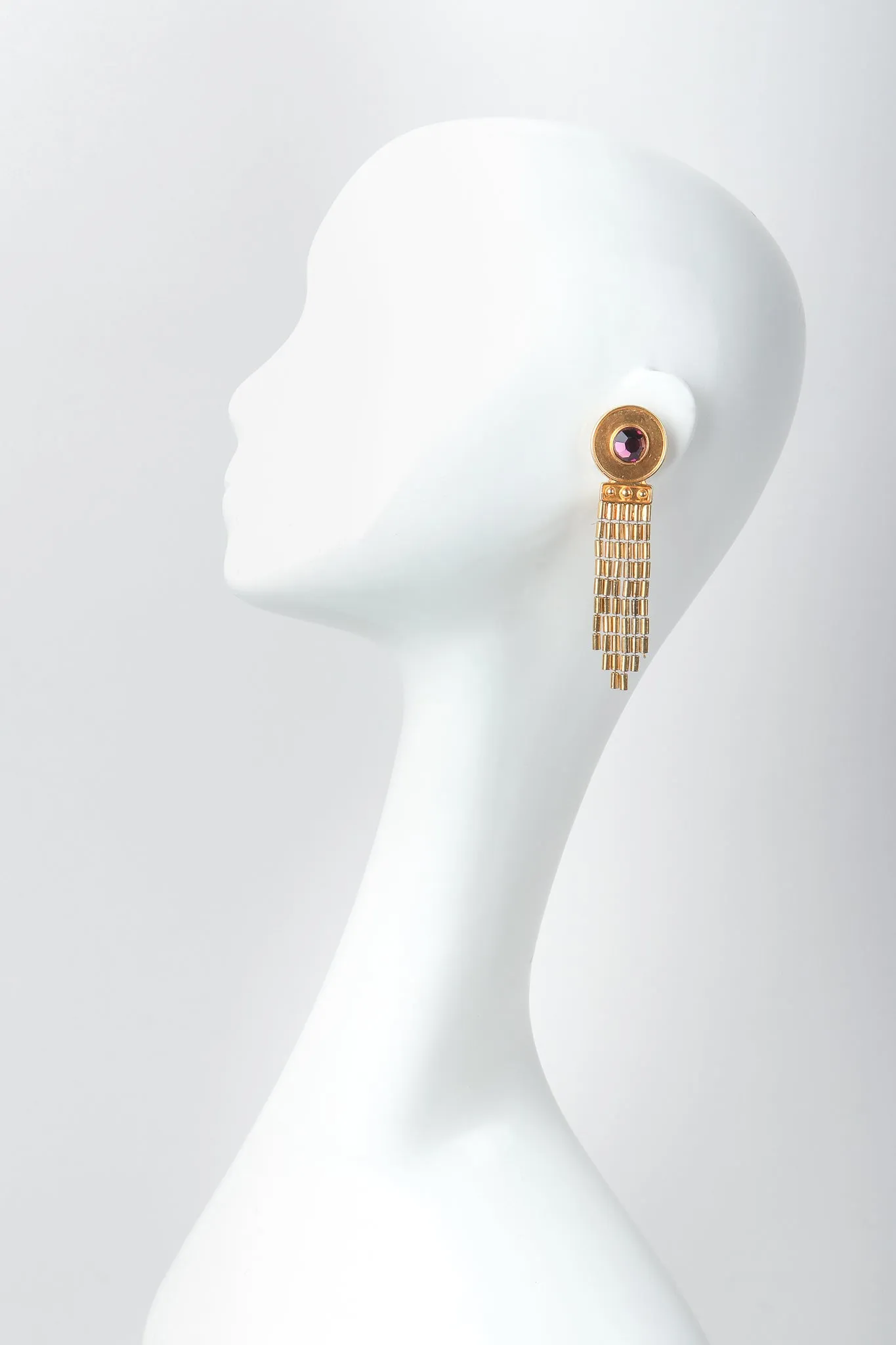 Amethyst Disc Fringe Earrings