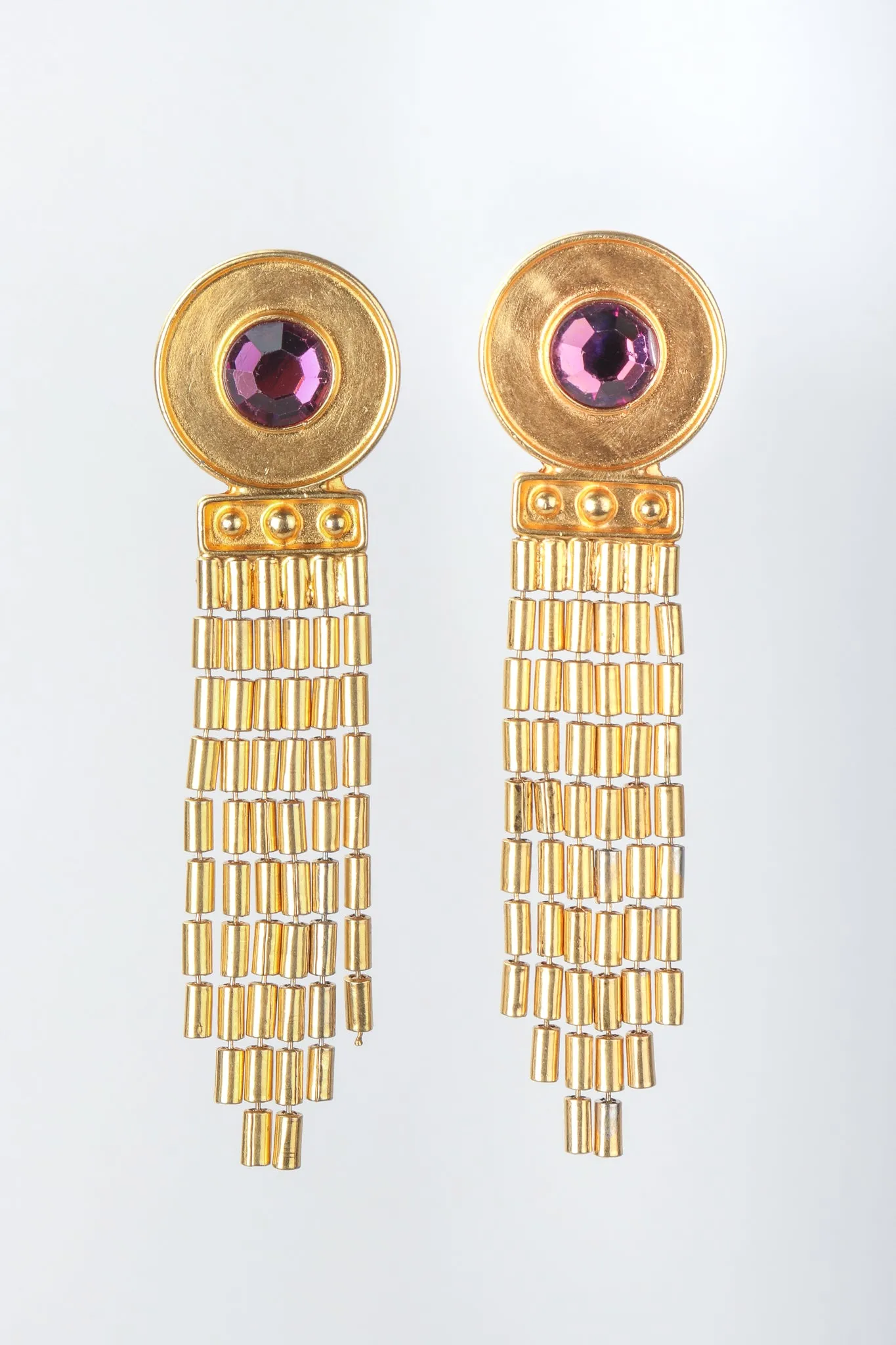 Amethyst Disc Fringe Earrings