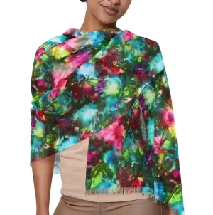 Angel - Designer Floral Art Scarf with Fringe