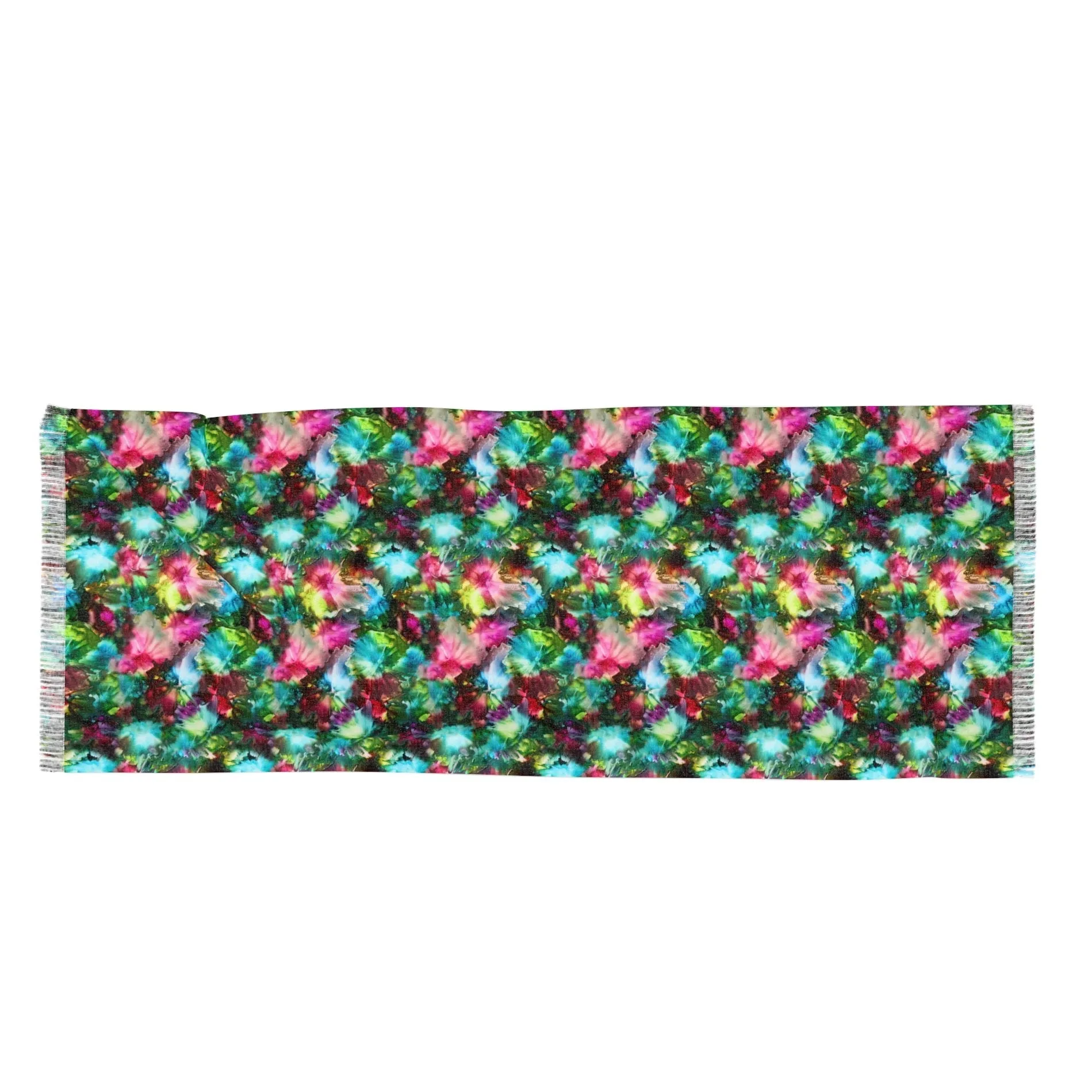 Angel - Designer Floral Art Scarf with Fringe