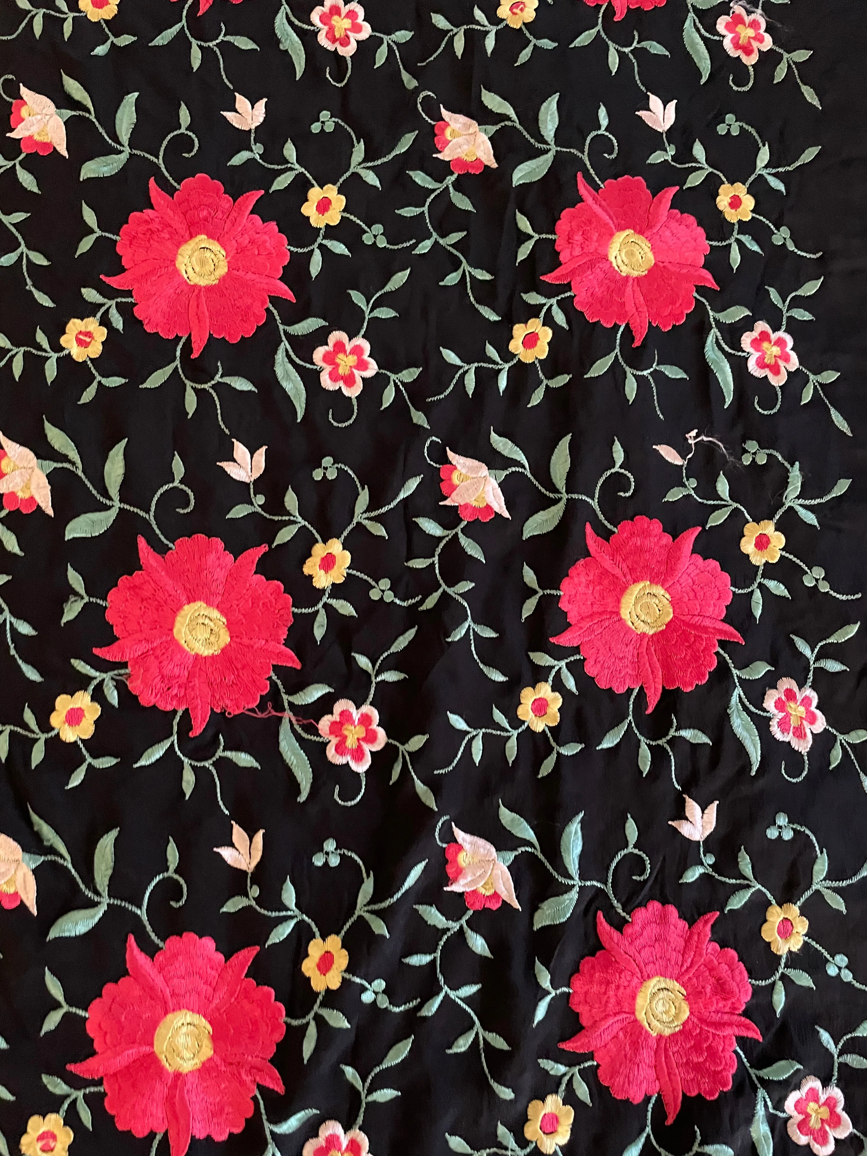 Antique Spanish Blossom Piano Shawl