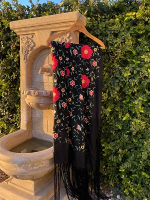 Antique Spanish Blossom Piano Shawl