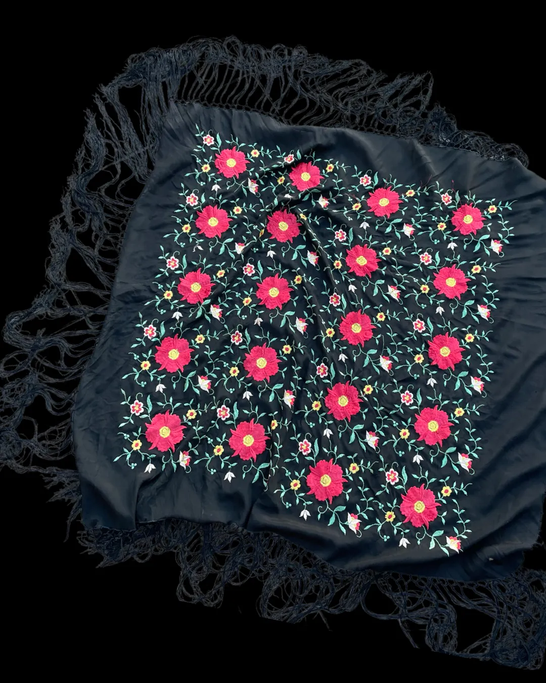Antique Spanish Blossom Piano Shawl