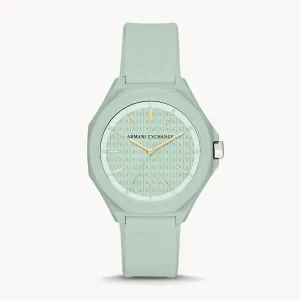 Armani Exchange Women's Three-Hand Green Silicone Green Dial Watch