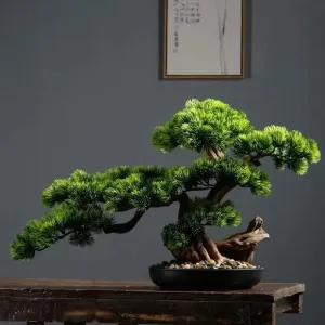 Artificial Bonsai Arrangement with Real Tree Trunk