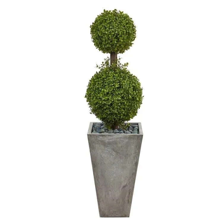 Artificial Boxwood Topiary in Planter