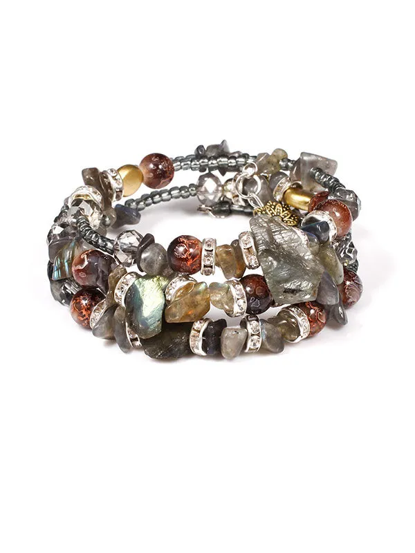 Artificial Crystal Agate Stone Multilayer Bracelet