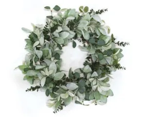 Artificial lamb's ear & eucalyptus wreath
