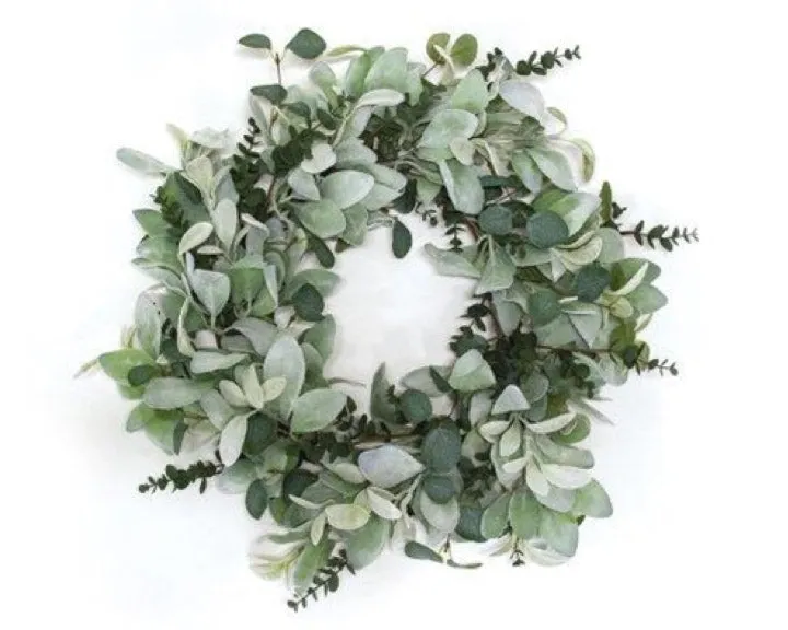 Artificial lamb's ear & eucalyptus wreath