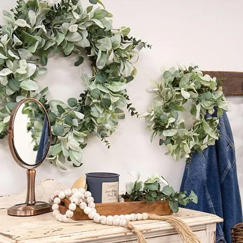 Artificial lamb's ear & eucalyptus wreath