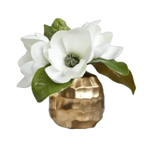 Artificial Magnolia Arrangement in a Gold Pot