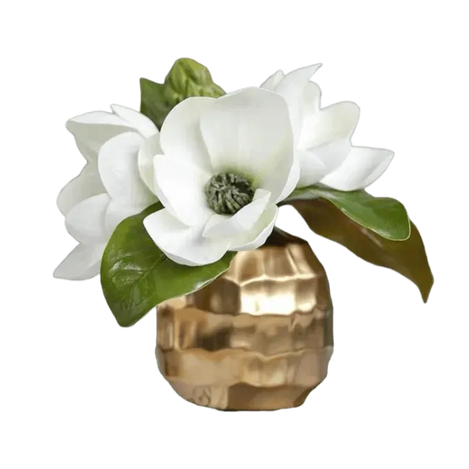Artificial Magnolia Arrangement in a Gold Pot