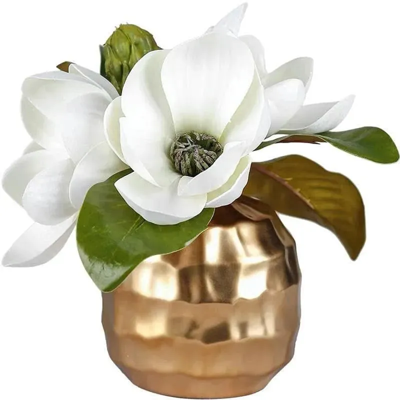 Artificial Magnolia Arrangement in a Gold Pot