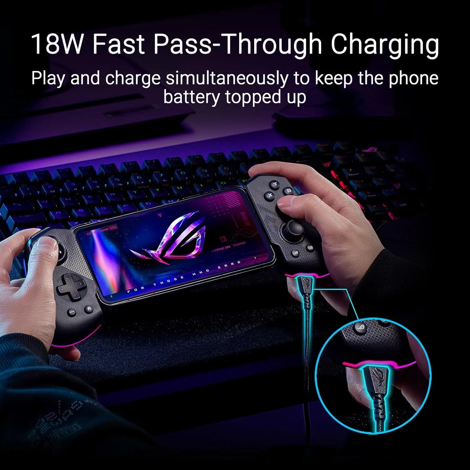 ASUS ROG Tessen Gaming Mobile Controller (foldable, one size fits all, on-the-fly key mapping, RGB lighting, 500Hz polling rate)