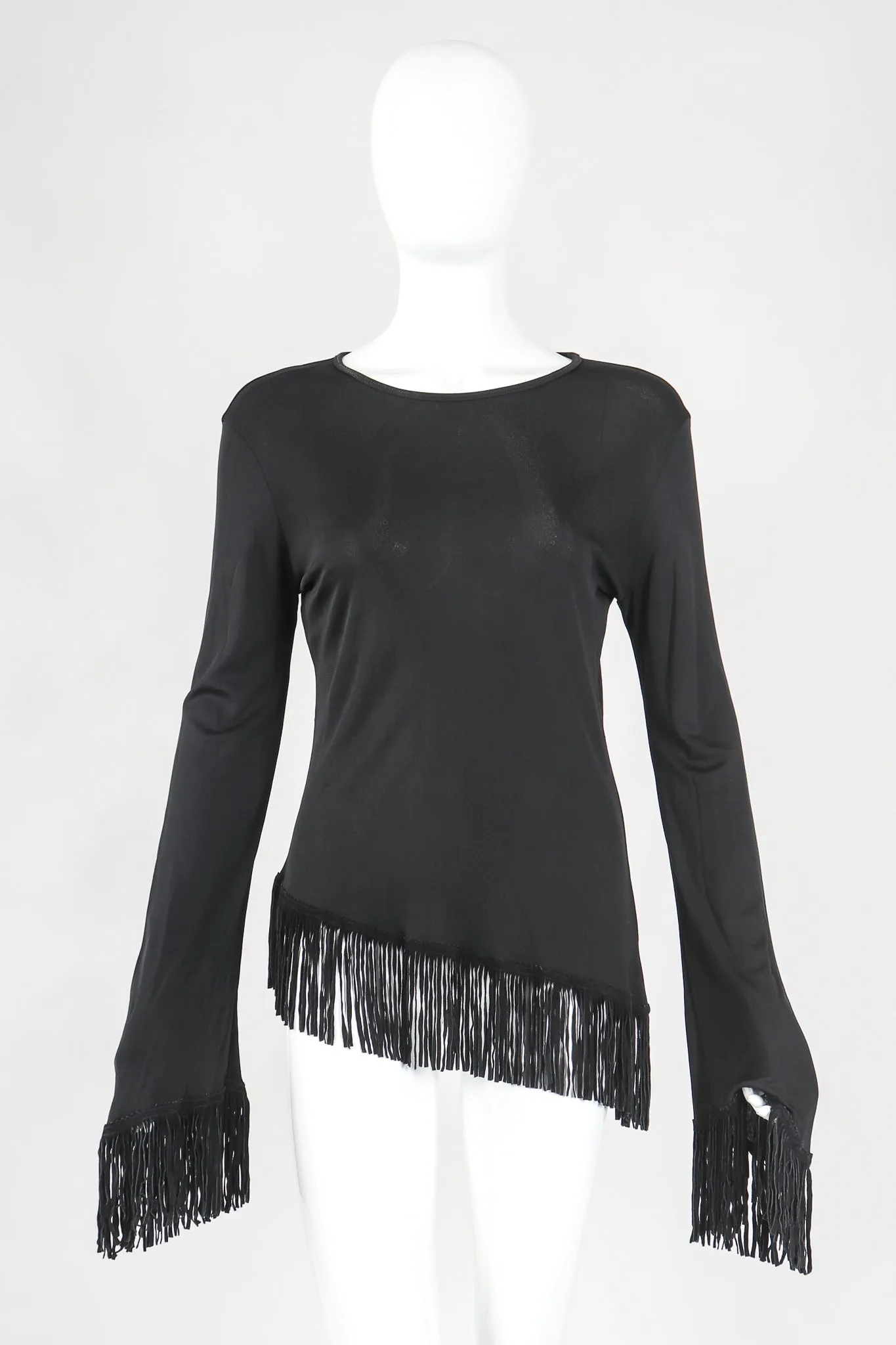 Asymmetrical Suede Fringe Top