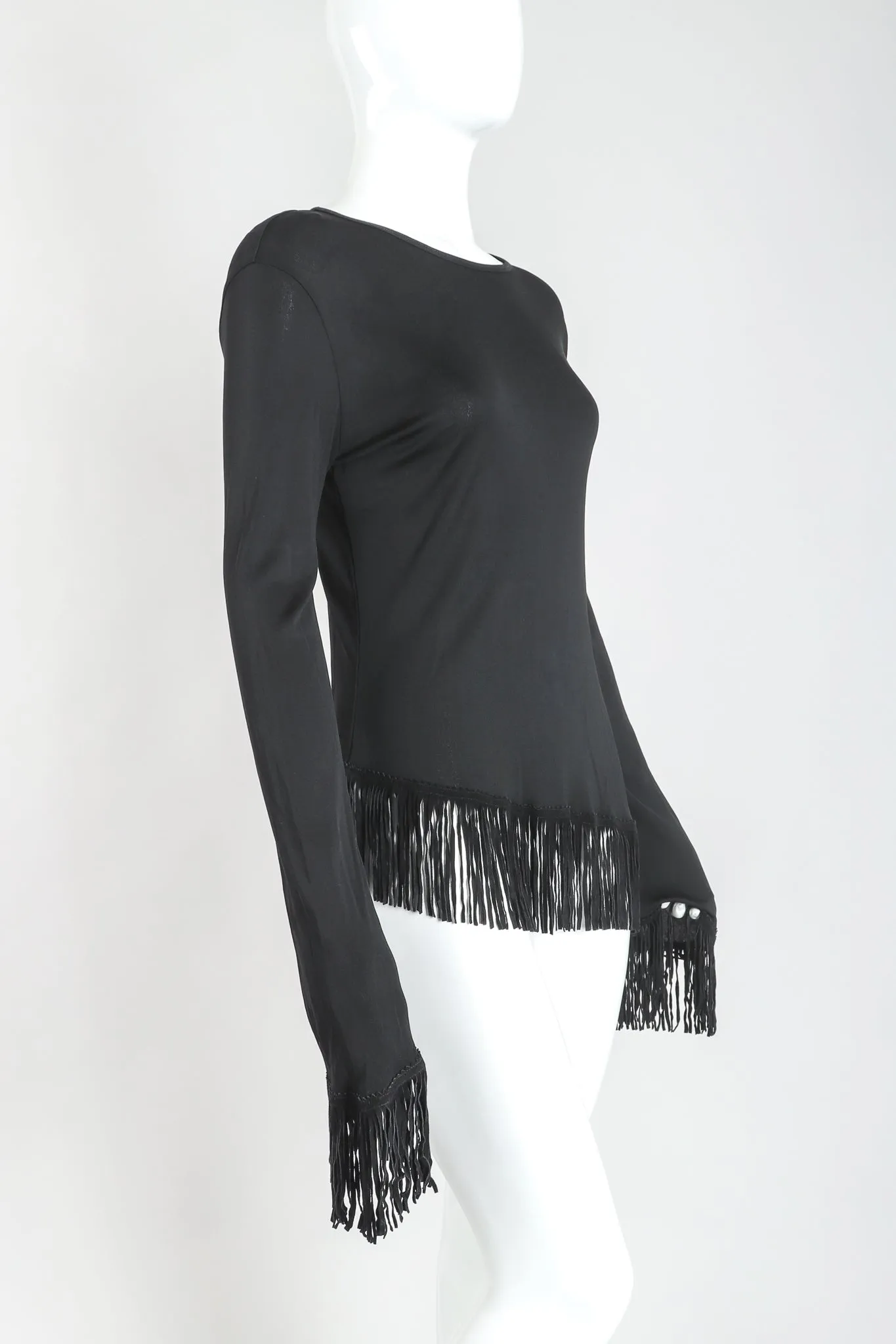 Asymmetrical Suede Fringe Top
