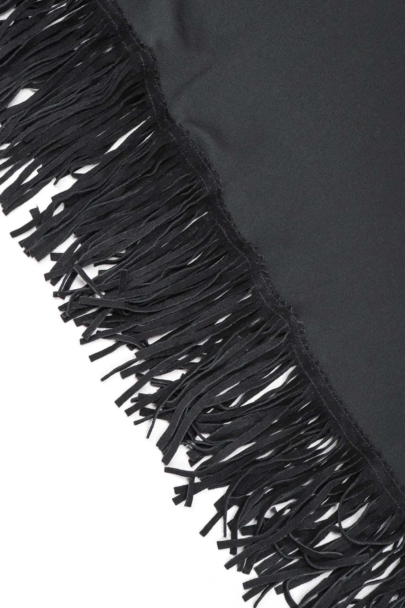 Asymmetrical Suede Fringe Top