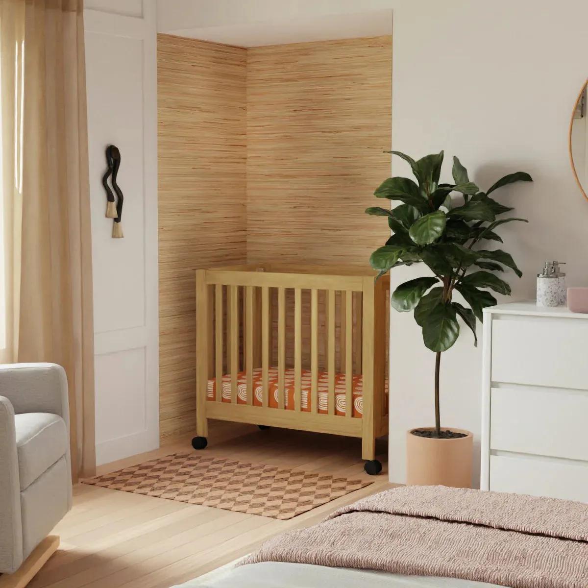 Babyletto Origami Collapsible Mini Crib - Honey