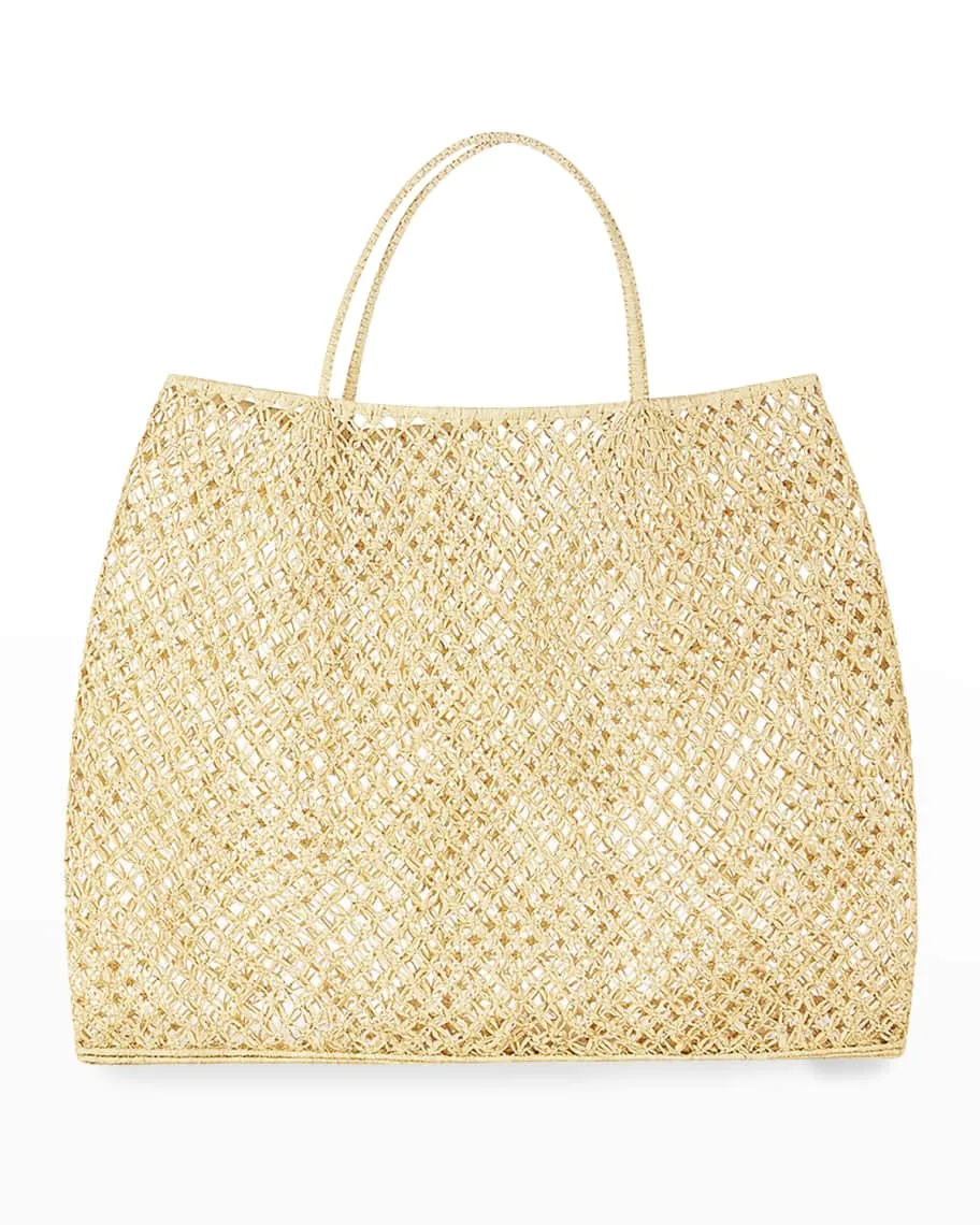 Baie Raffia Crochet Natural Beach Tote Bag
