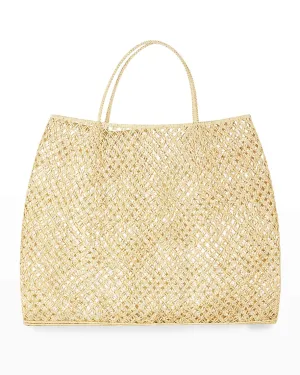 Baie Raffia Crochet Natural Beach Tote Bag