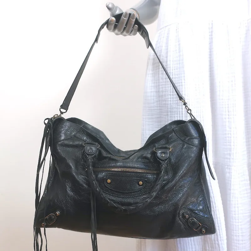 Balenciaga Classic City Bag Black Leather Medium Shoulder Bag