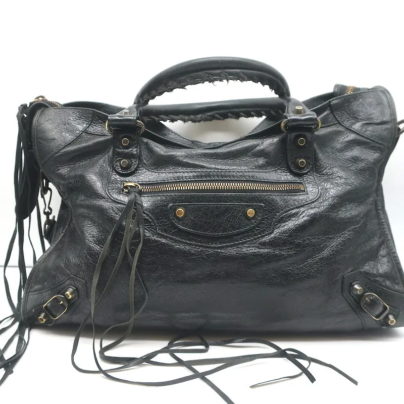 Balenciaga Classic City Bag Black Leather Medium Shoulder Bag