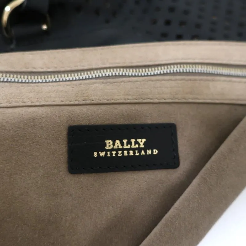Bally Pamia Hobo Black Laser Cut Leather Extra Large Shoulder Bag NEW