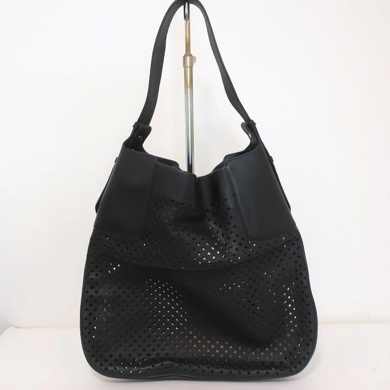 Bally Pamia Hobo Black Laser Cut Leather Extra Large Shoulder Bag NEW