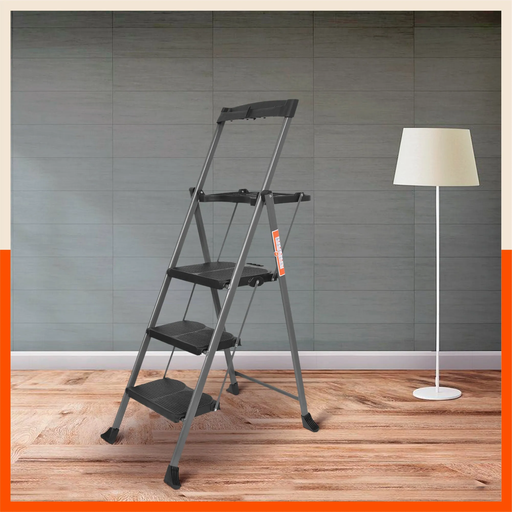 Bathla Boost Pro 3 - Step Foldable Steel Ladder For Home