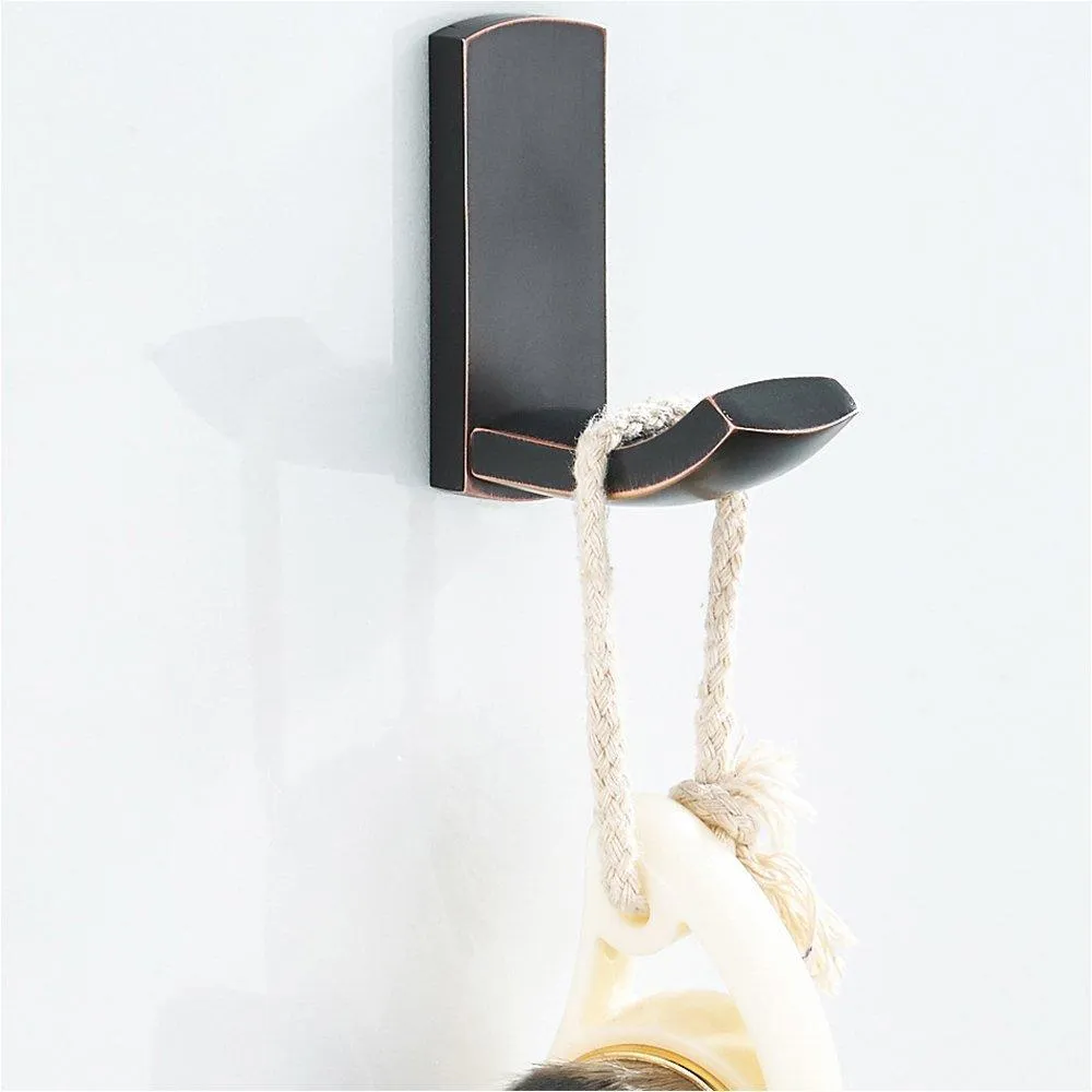 Bathroom Single Towel Wall Hook Oil Rubbed Bronze Bathrobe Coat Hanger Premium Brass Hand Towel Holder Organizer Heavy Duty Kitchen Lavatory Closet Hat Handbage Hanging Rack by BLISSPORTE (2-Pack)