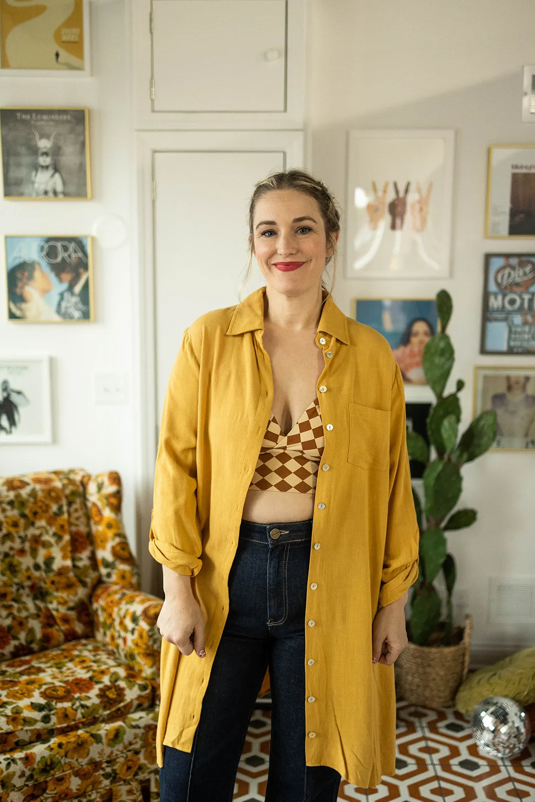 baylor oversized top mustard