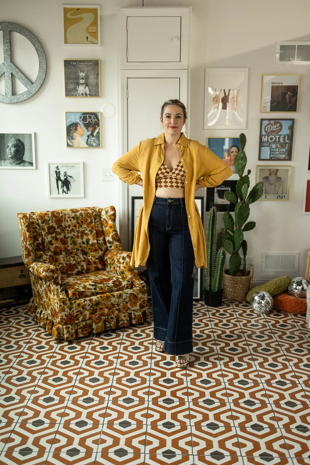 baylor oversized top mustard