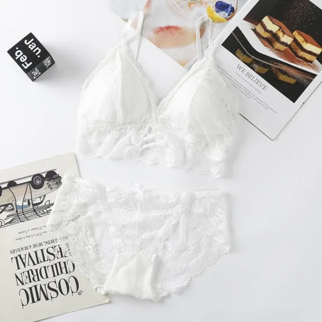 Beauty Back Sexy Women's Underwear Set Transparent Lace Push-up Bra and Panty Sets Female Brassiere Embroidery Lingerie Set