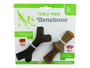 Benebone's Tiny 2-Pack Maple Stick/Zaggler Bacon Tiny