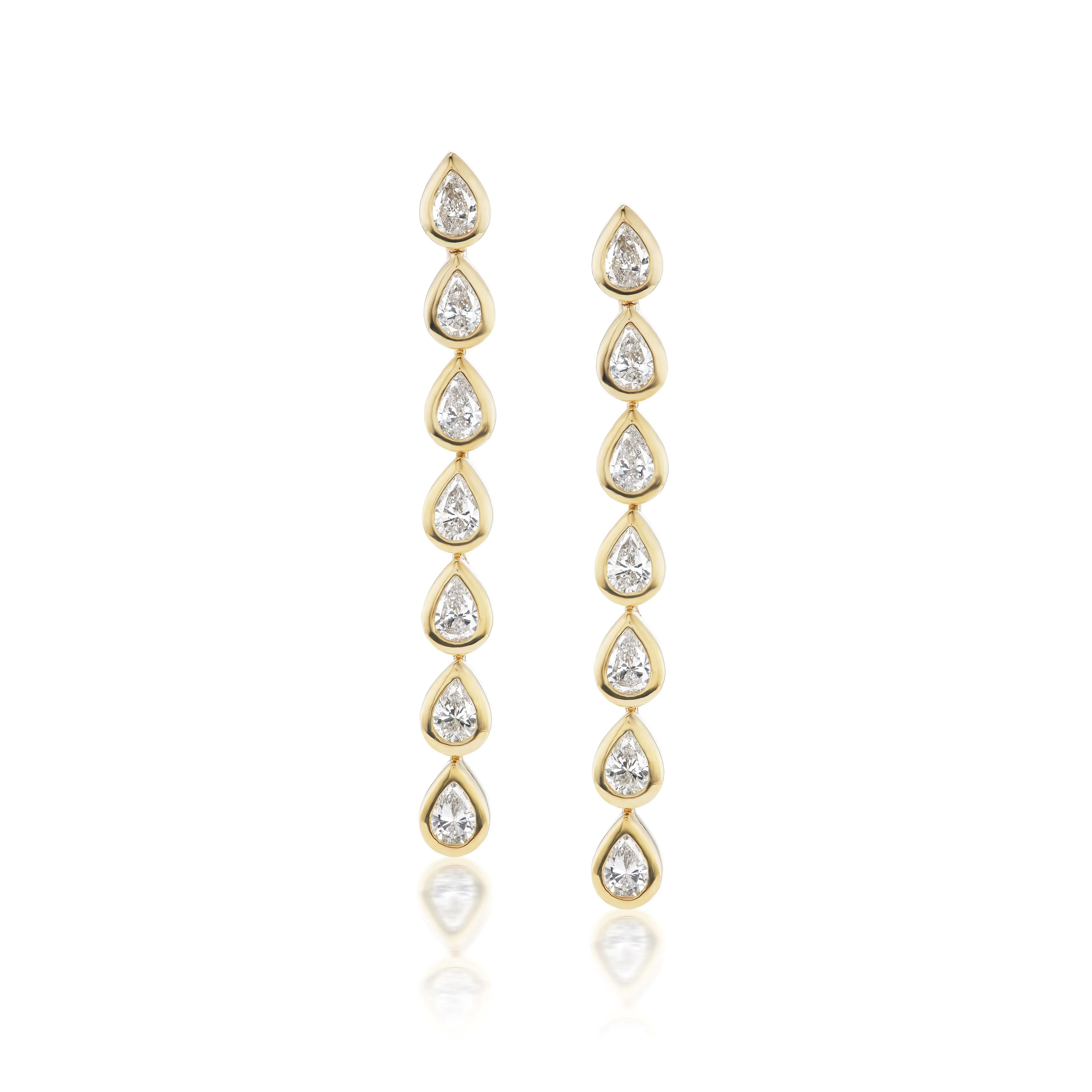 Bezel Set Pear Drop Earrings