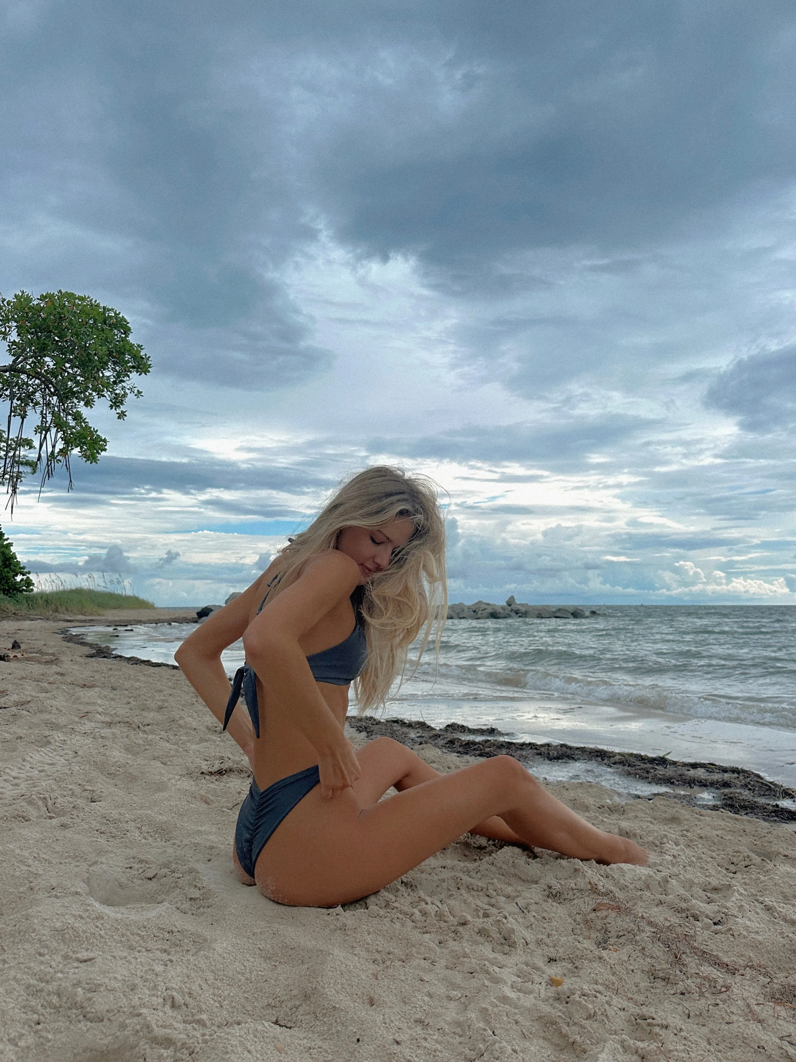 Bianca Bikini Top in Ribbed Slate