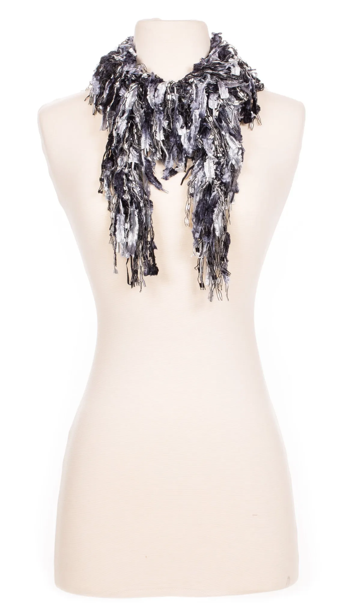 Black and White Fringe Scarf
