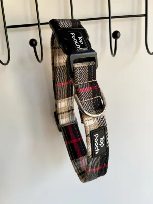 Black   Gold Tartan Dog Collar