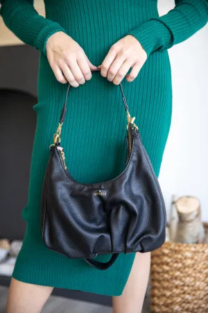 Black Vegan Leather Shoulder Bag