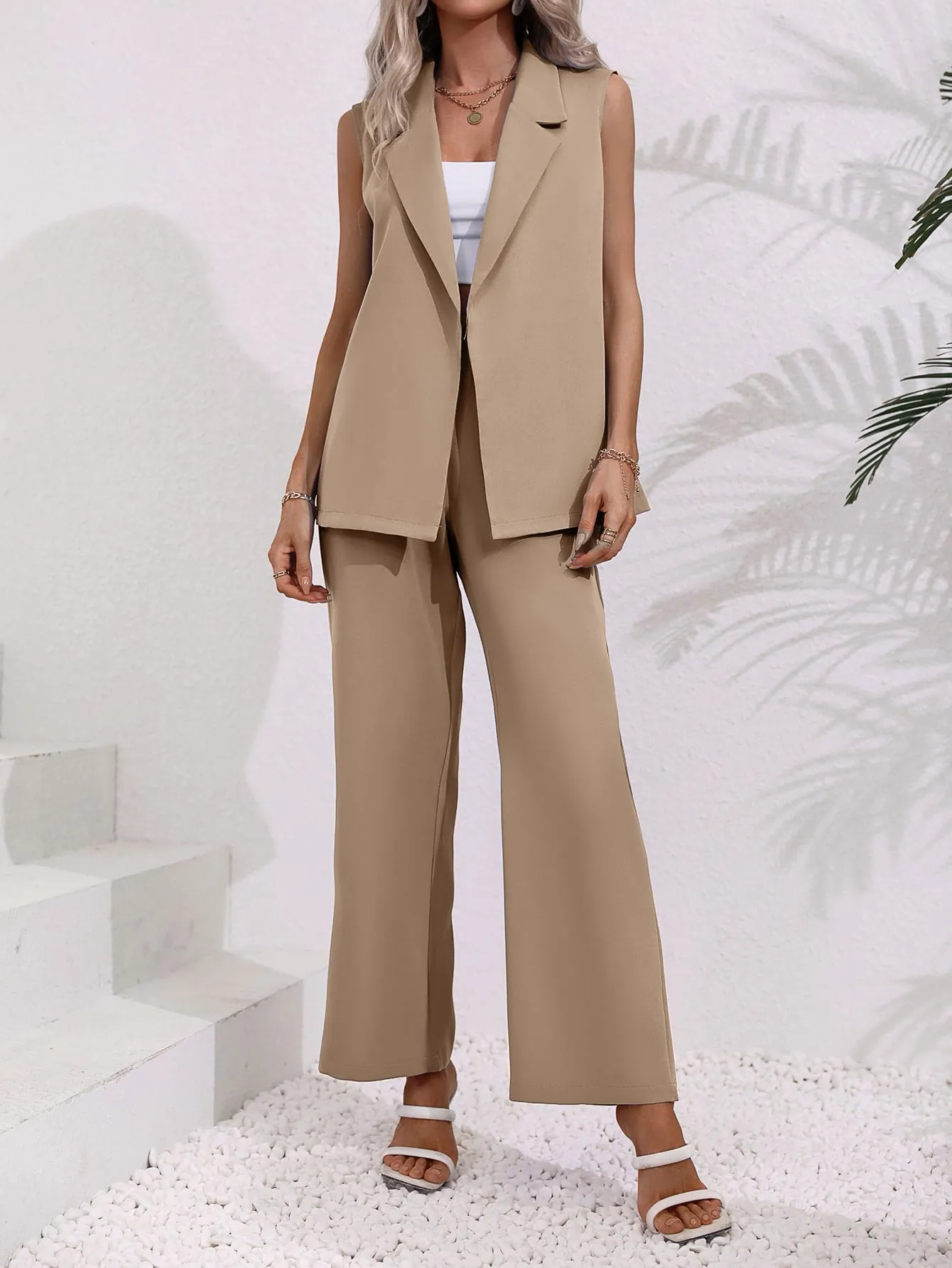 Blazer Chaleco Unicolor con Cinturón - Cherry Vibes