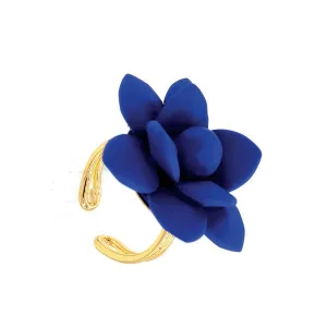 Blue Capri Lily Silk Effect - Adjustable ring