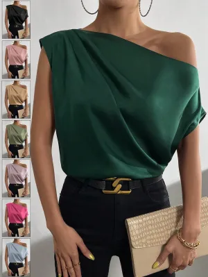 Blusa de satén asimétrica Cherry Vibes | Moda en