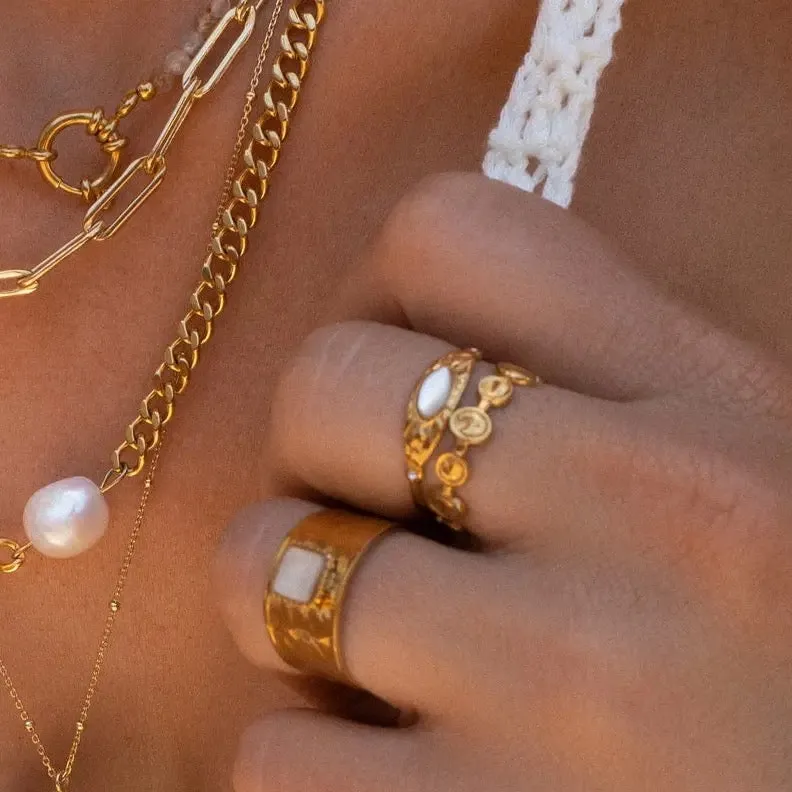 Boho & Mala 18k Gold Ring Stainless Steel (adjustable)