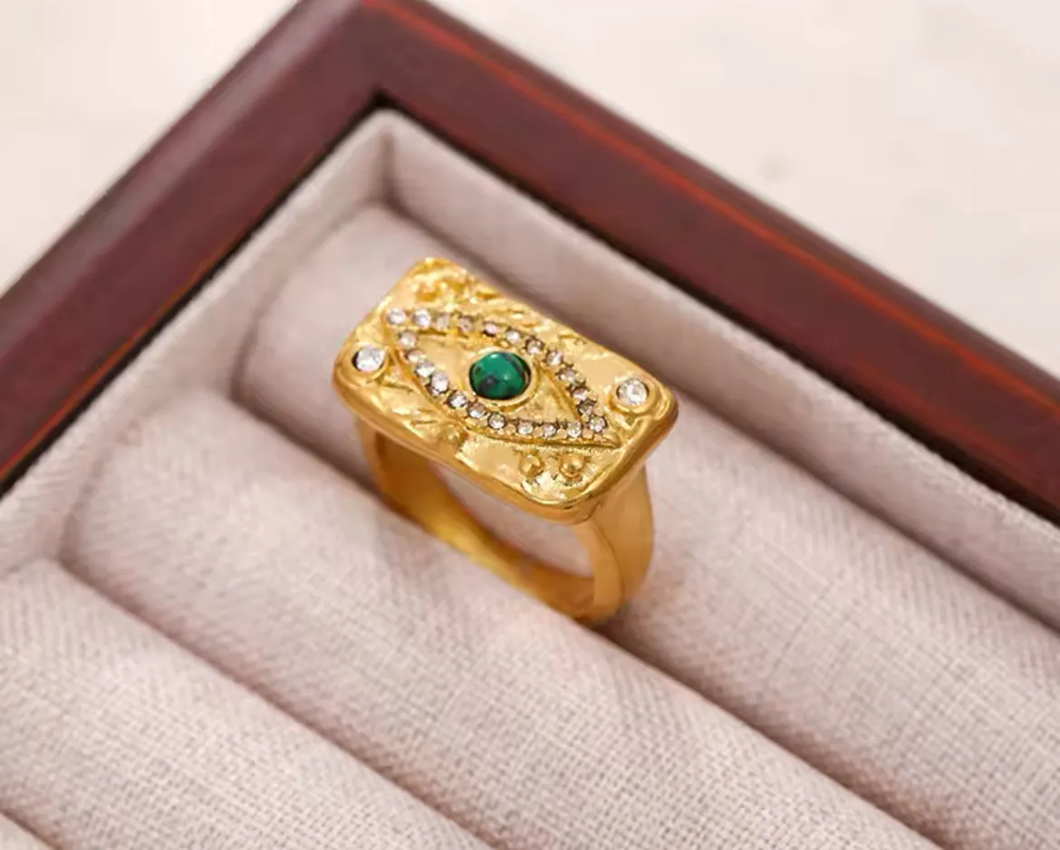 Boho & Mala 18k Gold Ring Stainless Steel (size 8)