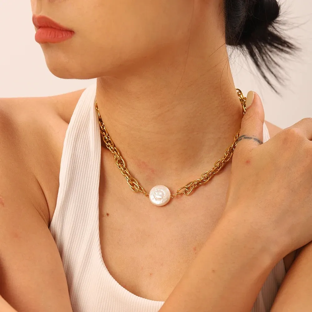 Boho & Mala 18k Gold / Stainless Steel Pendant Necklace